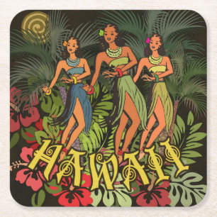 Hawaii Aloha Flower Art Print Underlägg Papper Kvadrat