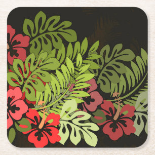 Hawaii Aloha Flower Art Print Underlägg Papper Kvadrat