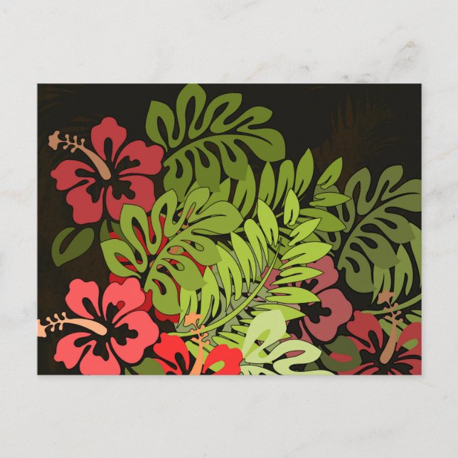 Hawaii Aloha Flower Art Print Vykort (Framsida)