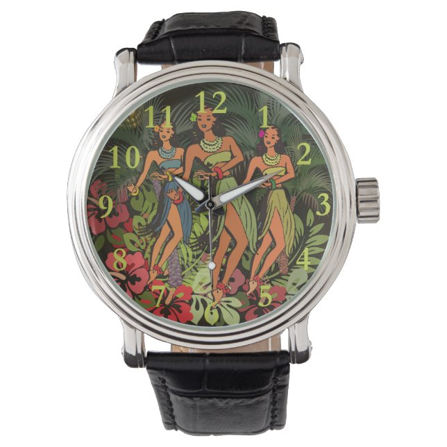 Hawaii Aloha Handflatan Hula Art Design Armbandsur (Framsida)