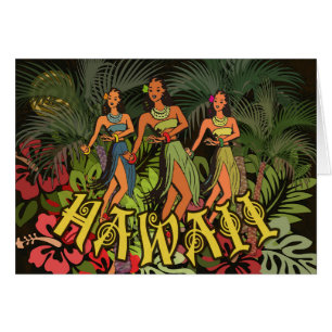 Hawaii Aloha Handflatan Hula Art Design Hälsningskort