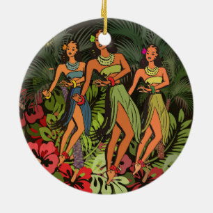 Hawaii Aloha Handflatan Hula Art Design Julgransprydnad Keramik