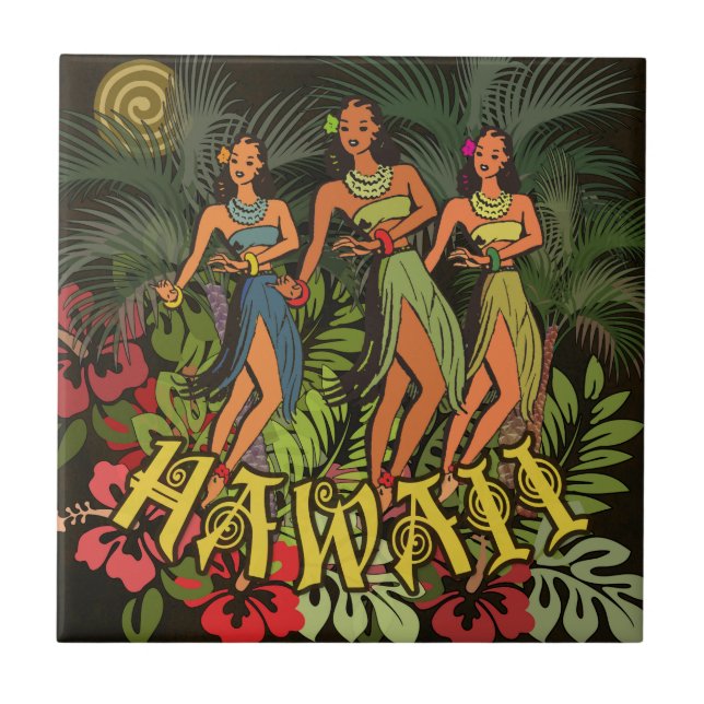 Hawaii Aloha Handflatan Hula Art Design Kakelplatta (Framsidan)