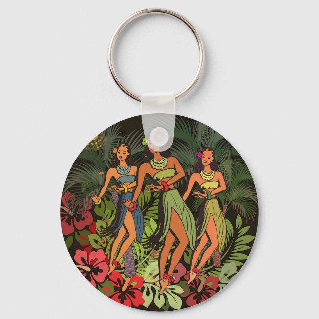 Hawaii Aloha Handflatan Hula Art Design Nyckelring (Framsida)