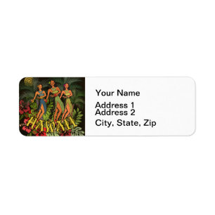 Hawaii Aloha Handflatan Hula Art Design Returadress Etikett