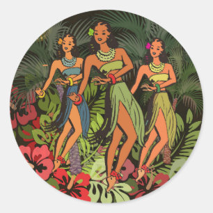 Hawaii Aloha Handflatan Hula Art Design Runt Klistermärke