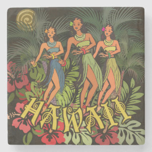 Hawaii Aloha Handflatan Hula Art Design Underlägg Sten