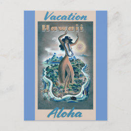 Hawaii Aloha Hula Dancer Vintage resor Poster Vykort