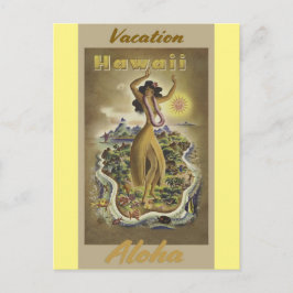 Hawaii Aloha Hula Dancer Vintage resor Poster Vykort