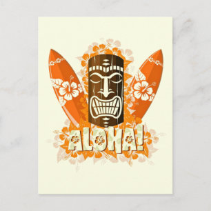 Hawaii Aloha Luau Tiki Mask Vykort