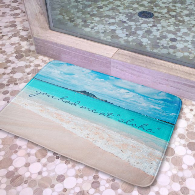 Hawaii Aloha Quote Turquise Tropical Beach Photo Badrumsmatta (Skapare uppladdad)