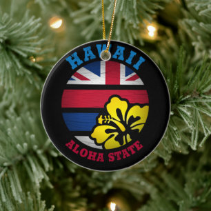 HAWAII ALOHA STATLIG FLAGGA JULGRANSPRYDNAD KERAMIK