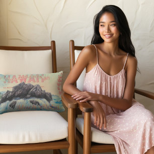 Hawaii Aloha Vibes - vykort för Vintage och vatten Lumbarkudde