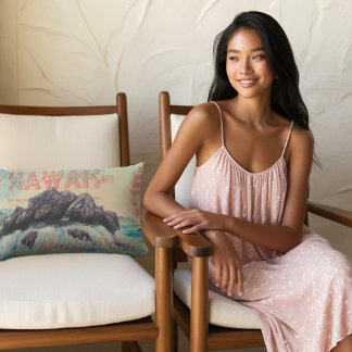 Hawaii Aloha Vibes - vykort för Vintage och vatten Lumbarkudde