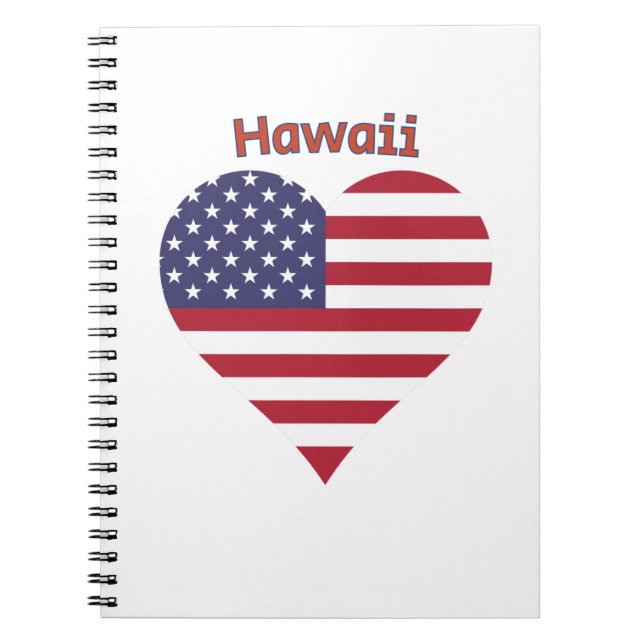 Hawaii American Flagga Heart Anteckningsbok (Framsidan)