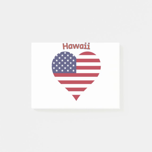 Hawaii American Flagga Heart Post-it Block (Framsida)
