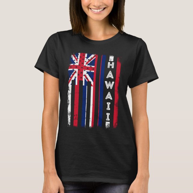 Hawaii American Flagga Home State of Hawaii Flagga T Shirt (Framsida)