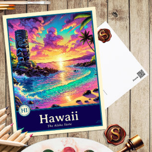 Hawaii Anime Stil Cel Shaded-vykort Vykort