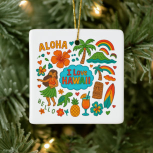 Hawaii Anpassningsbar USA Familj Resa Keepsakjul Julgransprydnad Keramik