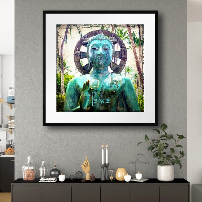 Hawaii Antique Turquise Blue Buddha Photo Peace Poster (Skapare uppladdad)