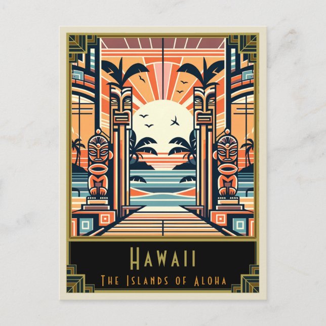 Hawaii | Art Deco Vykort (Framsida)