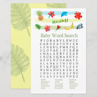 Hawaii Baby Shower Ord Search Game