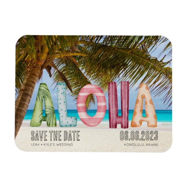 Hawaii Beach Aloha Bröllop spara datum Magnet (Horisontell)