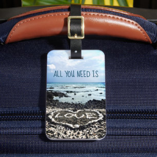 Hawaii Beach Coral Heart Photo Need Kärlek Citat Bagagebricka