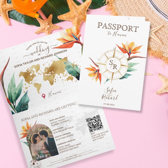 Hawaii Beach Destinationsbröllop Pass QR-kod Inbjudan (Skapare uppladdad)