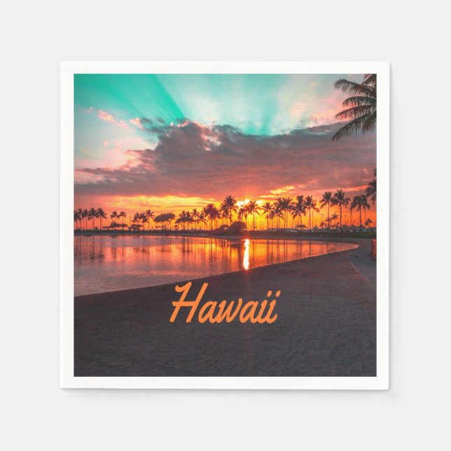 Hawaii Beach Hawaiian Islands Pappersservett (Framsidan)