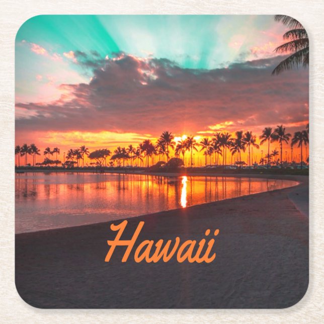 Hawaii Beach Hawaiian Islands Underlägg Papper Kvadrat (Framsidan)