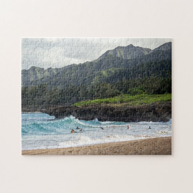 Hawaii Beach Oahu Surfers Travel Pussel (Horisontell)