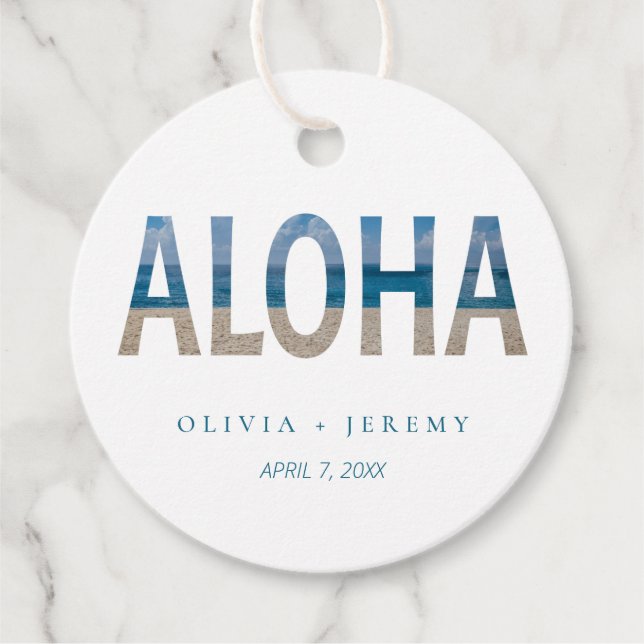 Hawaii Beach Photo Aloha Destination Wedding Gåvor Etiketter (Framsida)
