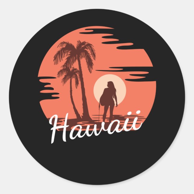 Hawaii Beach Runt Klistermärke (Framsida)