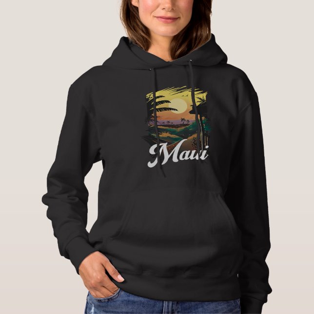 Hawaii Beach Sunset Ocean Maui Aloha Retro Hawaiia T Shirt (Framsida)