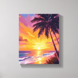 Hawaii Beach Sunset Painting Travel Canvastryck