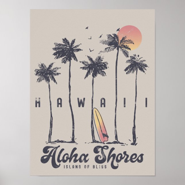 Hawaii Beach Surfer Summer Vacation Poster (Framsidan)