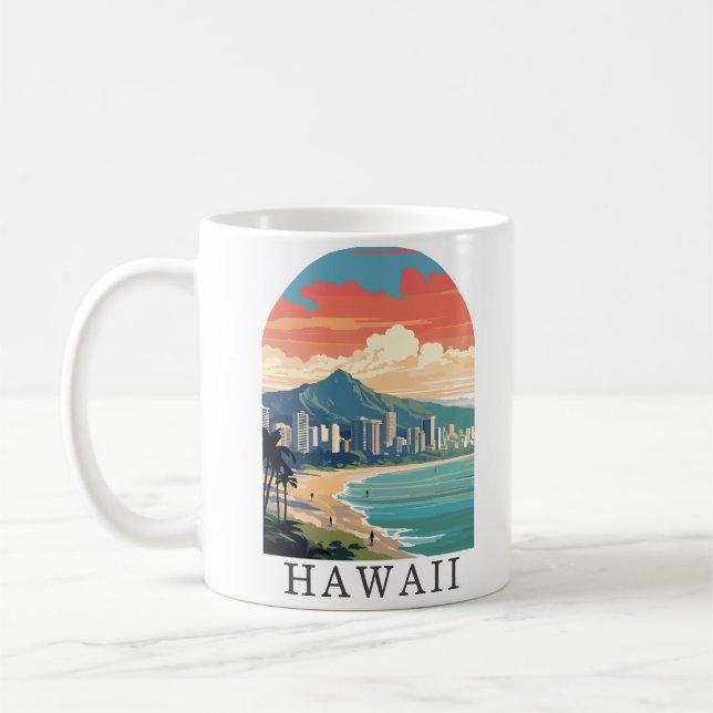 Hawaii Beach Travel Vintage Coffee Mugg (Vänster)