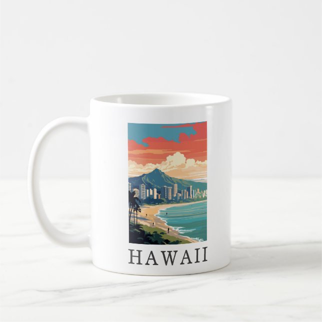 Hawaii Beach Travel Vintage Kaffemugg (Vänster)