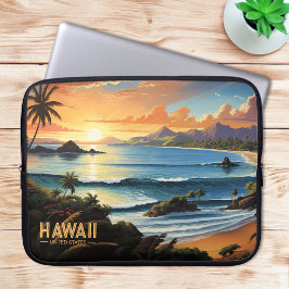 Hawaii Beach Tropical Paradise Vintage Painting Laptop Fodral