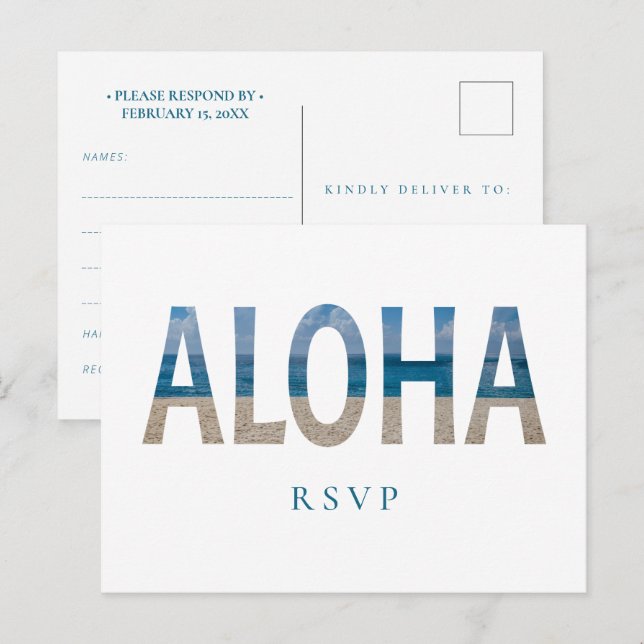 Hawaii Beach Wedding Aloha Photo OSA Inbjudan Vykort (Fram/baksida)