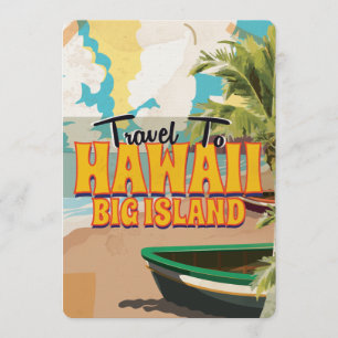 Hawaii Big Island Bröllop Vintage Resa affisch Inbjudningar