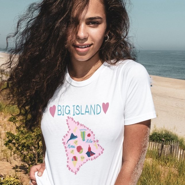 Hawaii Big Island Karta Söt Pastell Illustration  T Shirt (Skapare uppladdad)