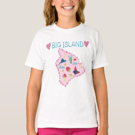 Hawaii Big Island Map Cute Pastel Illustration  T Shirt