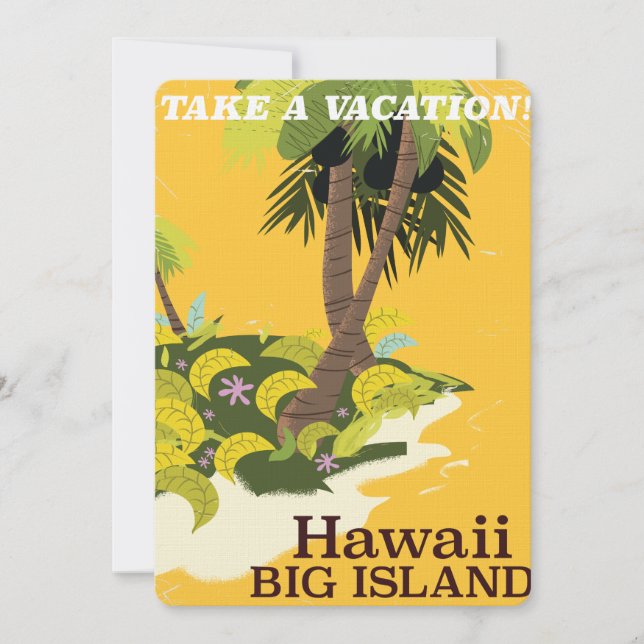 Hawaii big island vintage resemål poster inbjudningar (Framsida)
