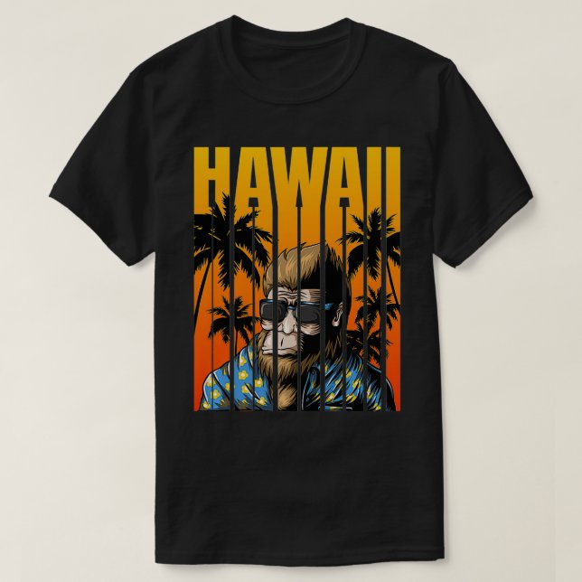 Hawaii Bigfoot Sunglasses Tropical Funny Hawaiian T Shirt (Design framsida)