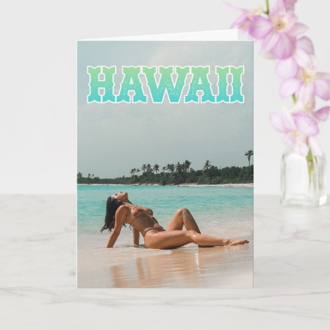 Hawaii Bikini-stift upp ett foto-hälsningskort Kort (Orkide)