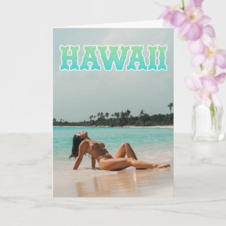 Hawaii Bikini-stift upp ett foto-hälsningskort Kort