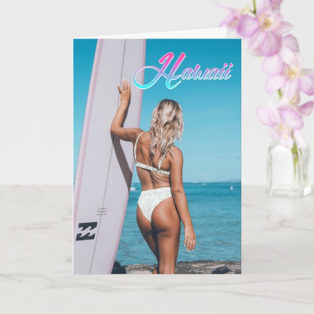 Hawaii Bikini-stift upp ett foto-hälsningskort Kort (Orkide)