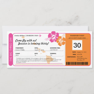 Hawaii Birthday Boarding Pass Inbjudningar